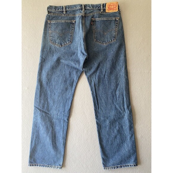 Levis 505 Jeans 40x31 Blue Straight Leg Distressing Denim Workwear Tag 40x32 * - Picture 2 of 16